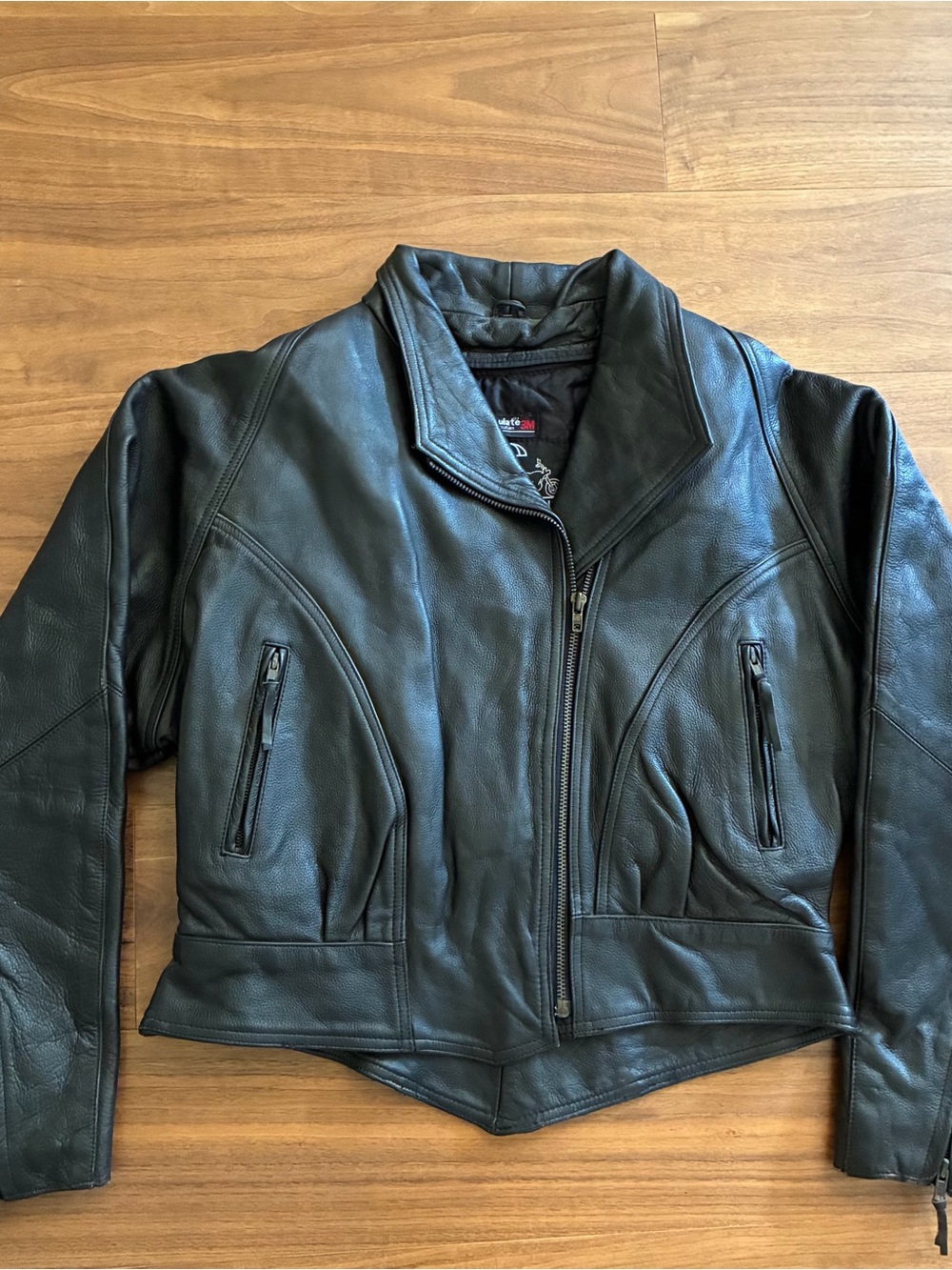 Leather King Black Leather Motorcycle Jacket - Classic Asymmetrical Zip